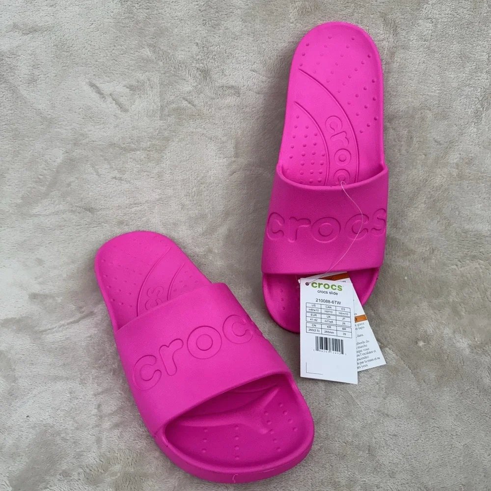 Crocs Slide Pink Crush M8 W10 Unisex Sandals 210088-6TW NWT